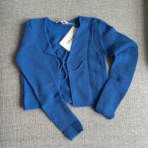 NWT Frame Crochet Knit Tie Top in Provence Blue